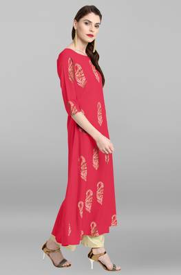 Janasya Pink printed crepe kurti 4