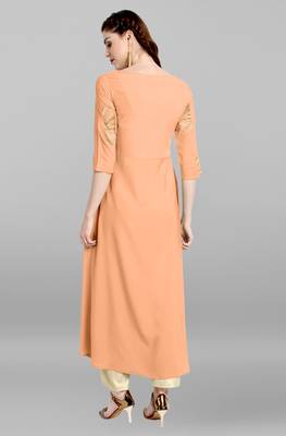 Janasya Peach printed crepe kurti 5