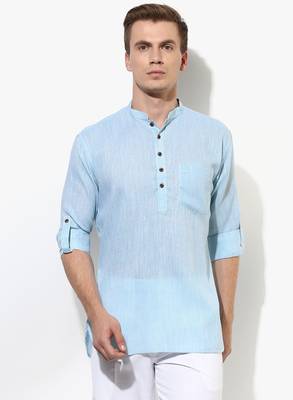 Purple Plain Linen Men Kurtas 1