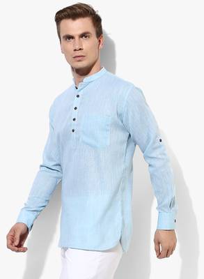 Purple Plain Linen Men Kurtas 3