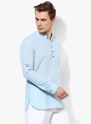 Purple Plain Linen Men Kurtas 4