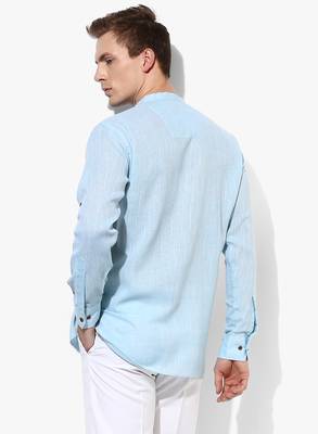 Purple Plain Linen Men Kurtas 5