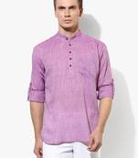 Purple Plain Linen Men Kurtas