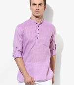Purple Plain Linen Men Kurtas