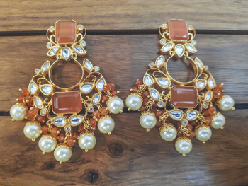 Orange cubic zirconia danglers drops 1
