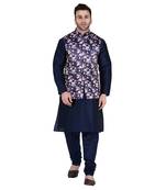 Blue Printed Dupion Silk Kurta Pajama