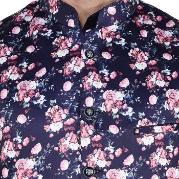 Blue Printed Dupion Silk Kurta Pajama 5
