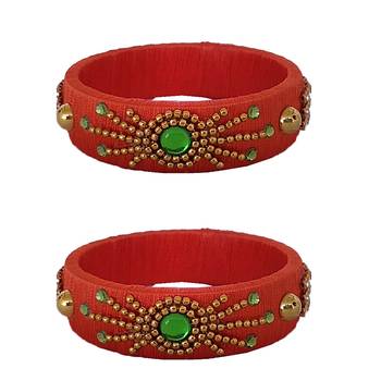 Orange silk thread bangles 1