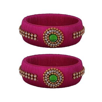 Pink silk thread bangles 1