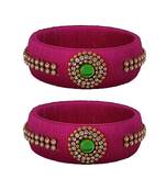 Pink silk thread bangles
