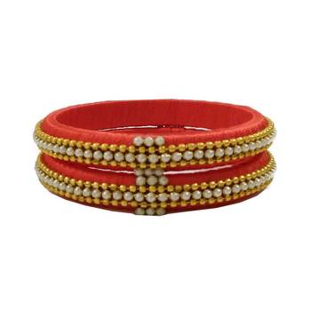 Orange silk thread bangles 1