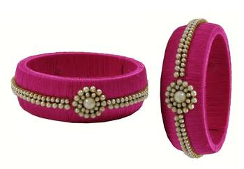 Pink silk thread bangles 1