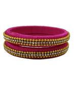 Pink silk thread bangles