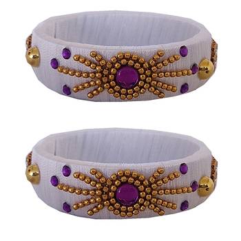 White silk thread bangles 1