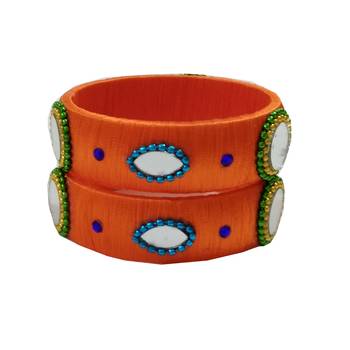 Orange silk thread bangles 1