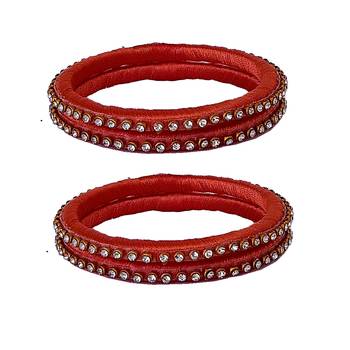 Orange silk thread bangles 1