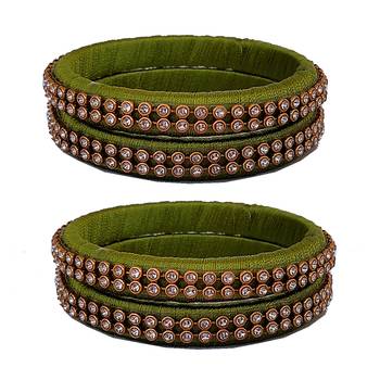 Green silk thread bangles 1