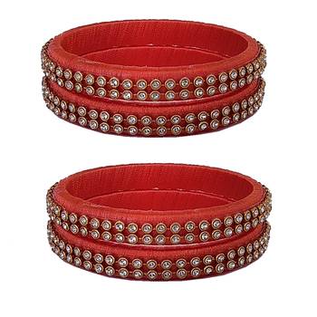 Orange silk thread bangles 1