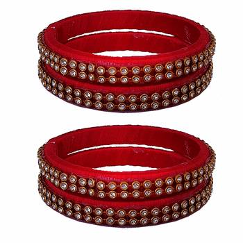 Red silk thread bangles 1