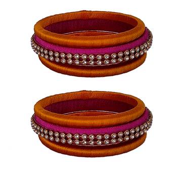 Pink silk thread bangles 1