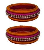 Pink silk thread bangles