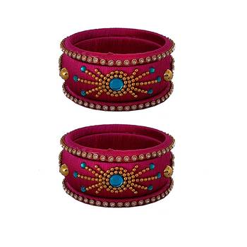 Pink silk thread bangles 1