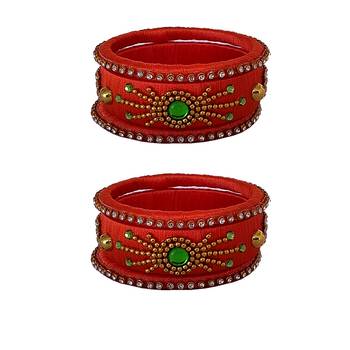 Orange silk thread bangles 1