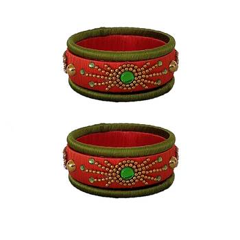 Orange silk thread bangles 1