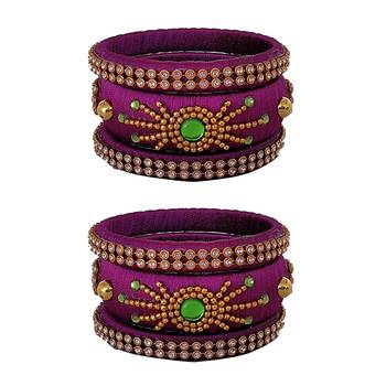 Purple silk thread bangles 1