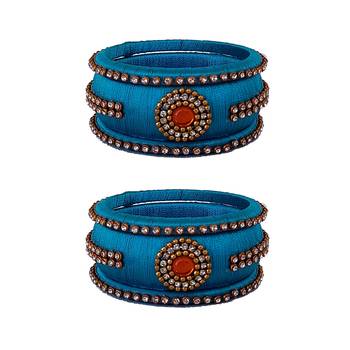 Blue silk thread bangles 1