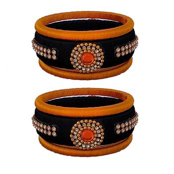 Black silk thread bangles 1