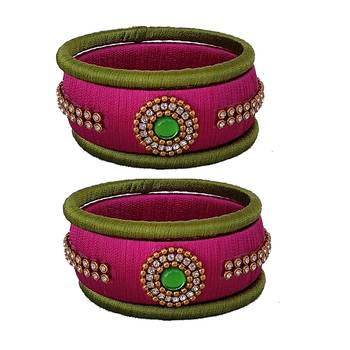 Pink silk thread bangles 1