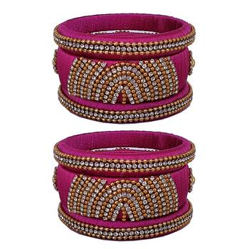 Pink silk thread bangles 1