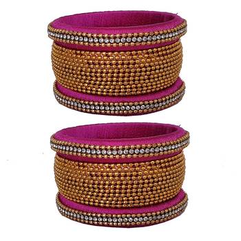 Pink silk thread bangles 1