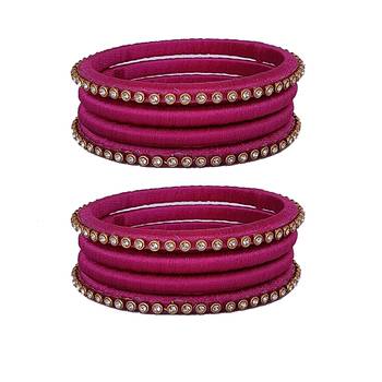 Pink silk thread bangles 1