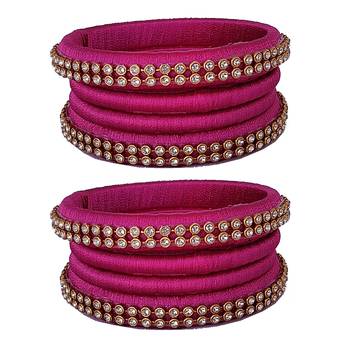 Pink silk thread bangles 1