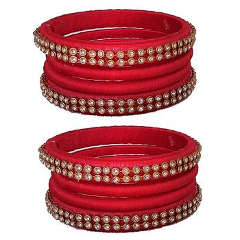 Red silk thread bangles 1
