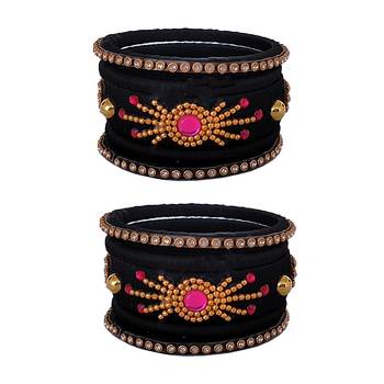 Black silk thread bangles 1