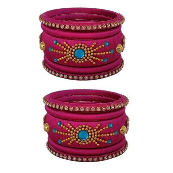 Pink silk thread bangles 1