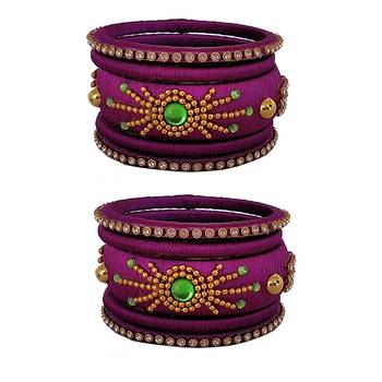 Purple silk thread bangles 1
