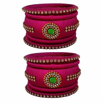 Pink silk thread bangles 1