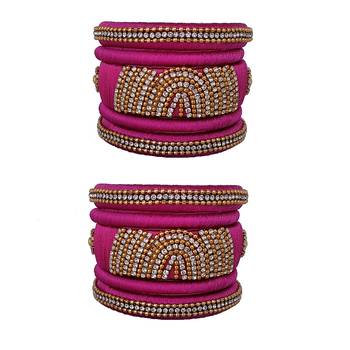 Pink silk thread bangles 1