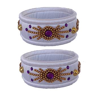 White silk thread bangles 1