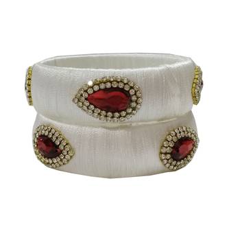 White silk thread bangles 1