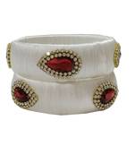 White silk thread bangles
