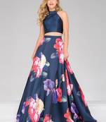 Multicolor Printed Satin Semi Stitched Lehenga With Dupatta