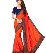 Orange embroidered art silk saree with blouse