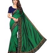 Green embroidered art silk saree with blouse