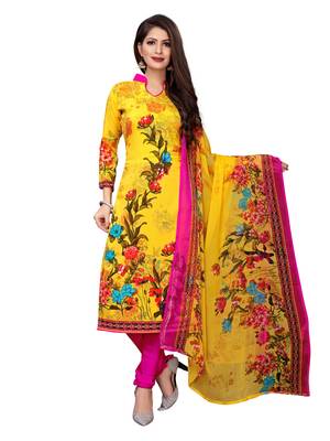 Yellow printed crepe salwar 1