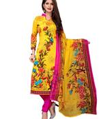 Yellow printed crepe salwar
